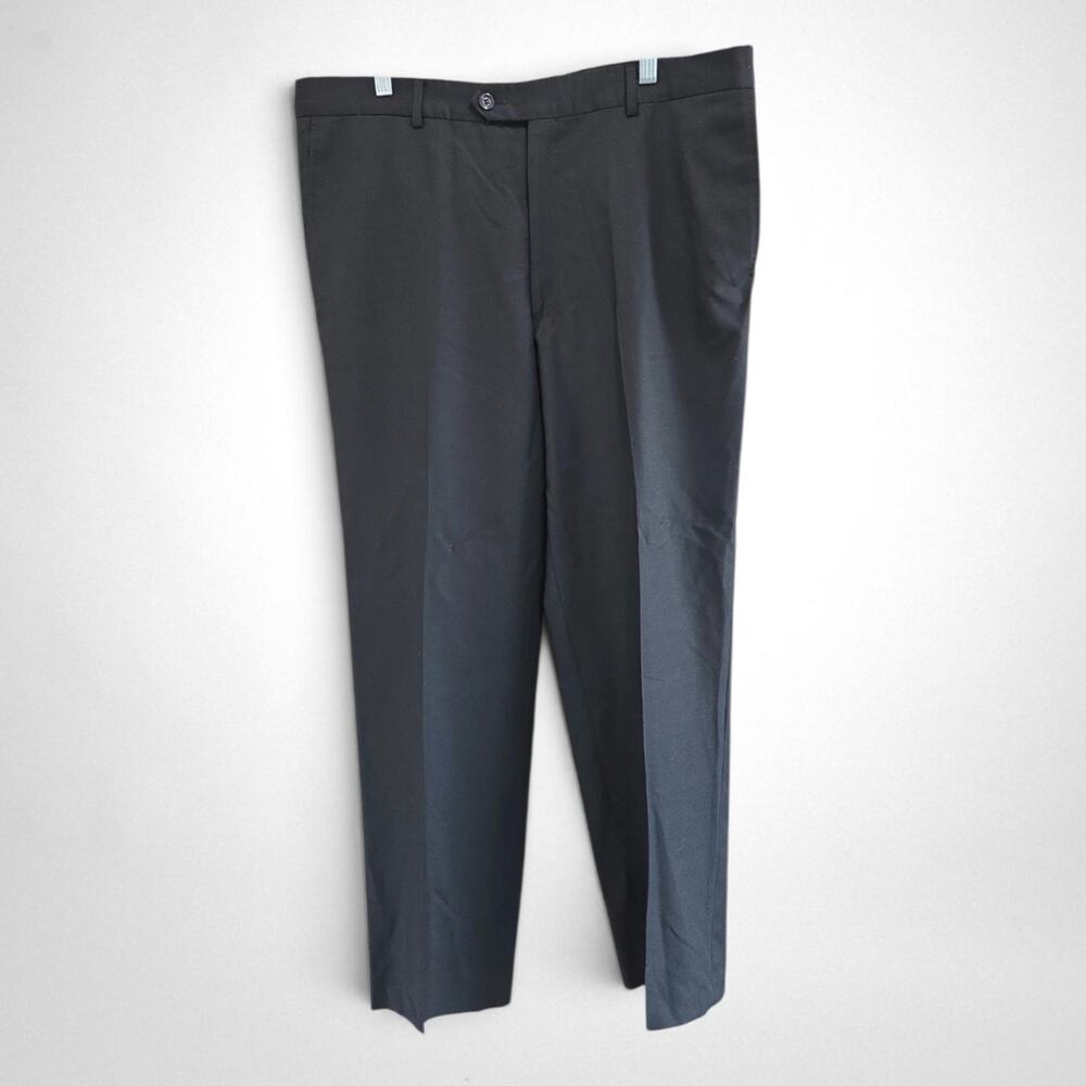 $395 New BYRON Flat Front 100% WOOL Dress Pants Men's Black SIZE 36 (EU 52)